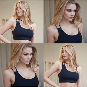 CSB Sports Bra Small Black Crop Shop Boutique Yoga Pilates Strappy 2 Way Grace